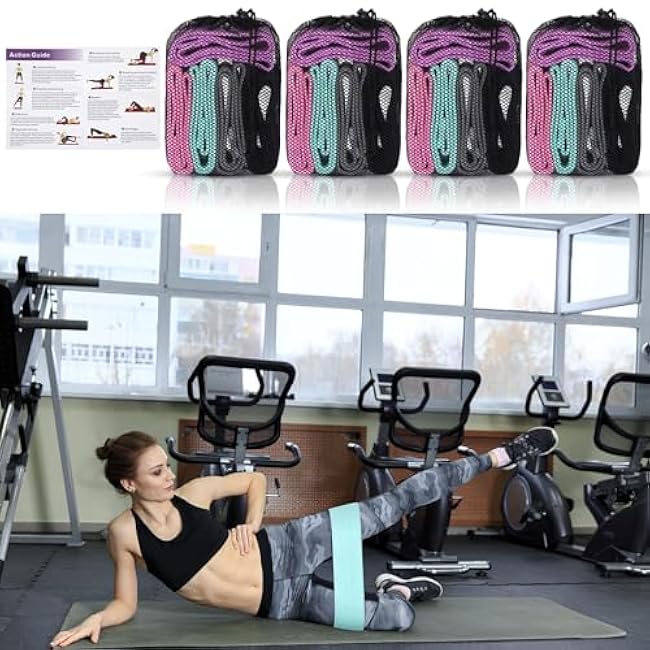 Shappy 20 Pcs Fabric Resistance Bands for Working Out Women Men 5 Levels Non Slip Stretch Workout Bands for Hip Thigh Booty Elastic Exercise Bands for Leg Pilates Squat Yoga Pull Up Workout