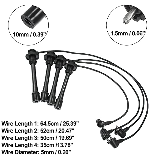 X Autohaux 4Pcs Spark Plug Ignition Wire For Toyota 4Runner Base 2.7L L4 - Gas 1996 Black #TOP3