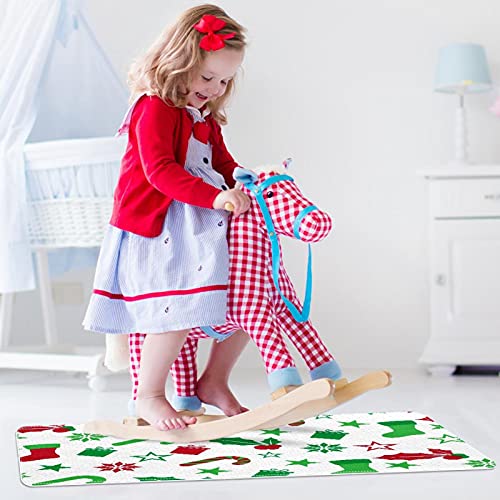 Paillasson de Noël blanc lavable pour l'entrée et couloir