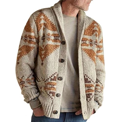 Cárdigan de punto para hombre grueso y cálido con manga larga protectora