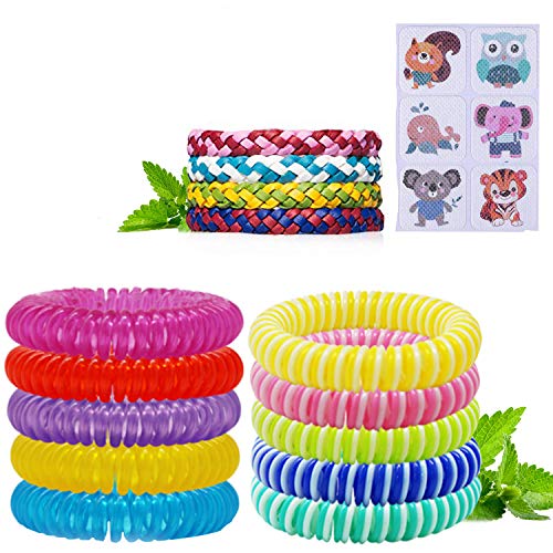 BESTZY 14PCS Repelente de mosquitos/Pegatinas Repelentes Pulsera Repelente Antimosquitos Naturales Pulseras Repelentes de Mosquitos para una protección prolongada contra mosquitos e insectos