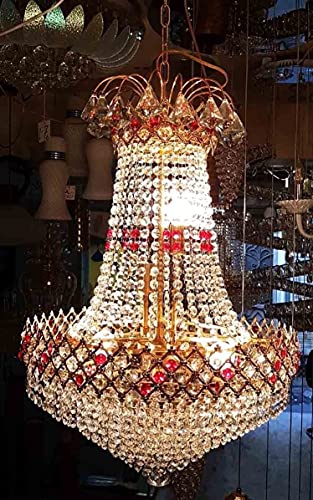 Image of Chandelier Ceiling Lamp Jhumar Glass Crystal Big Size Jhumar Lamp for Living Room /Hall /Bed Room