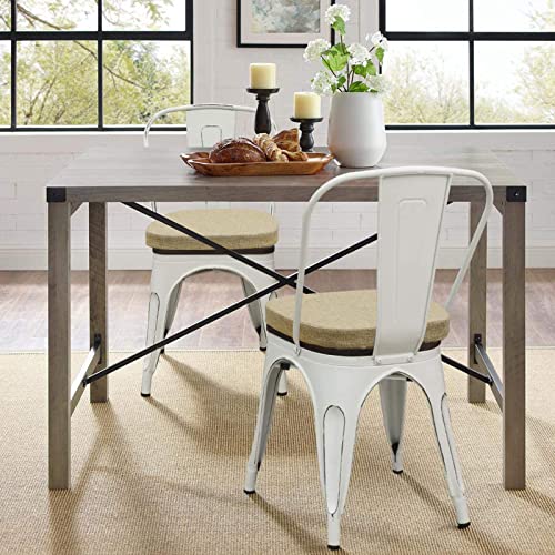 Baibu 14X14 Inches Metal Chairs Cushions With Ties Set Of 4, Non-Slip Metal Dining Chair Pads Kitchen Chair Cushions With Machine Washable Cover - 4 Cushions Only (Natural Linen, 14X14X1.5In) #TOP6