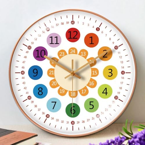 reloj de pared infantil sin ruido de tictac, reloj de aprendizaje...