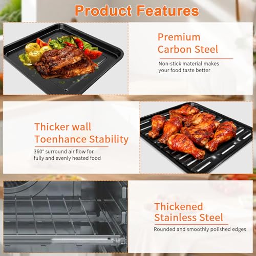 Image of 3PCS Air Fryer Set for Ninja Foodi DT251 DT201 DT200 Digital Air Fryer Countertop Oven Accessories Sheet Pan, Roast Tray & Wire Rack Replacement Parts for Baking, Roasting, Dishwasher Safe