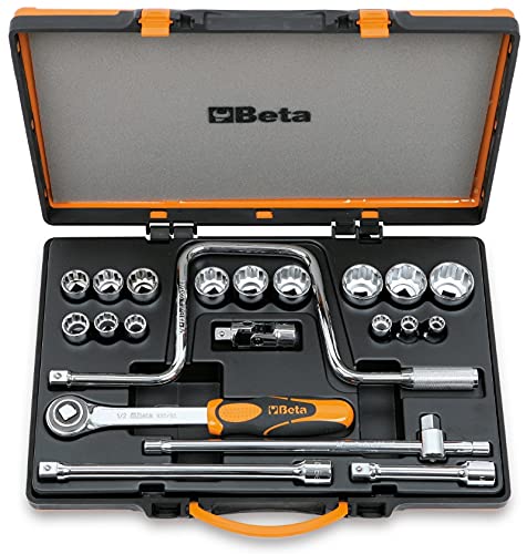 Beta 9200947 Model 920 AS/C15 Bi-hex Sockets and 6 Accessories, 3/8-1.1/4af, 1/2 Drive, 15 Pieces, Factory