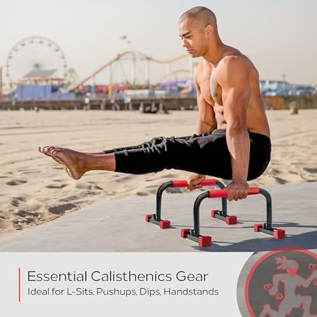 Rubberbanditz Parallette, Parallel Bars & Dip Station | At Home Gym Workout Equipment, L-Sit Bars & Calisthenics Equipment for Home. Perfect for Push Ups, Dips, Handstands & Gymnastics.