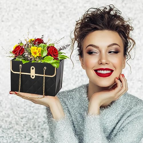 Pumtus 15 Pack Flower Paper Gift Bag, Bouquet Portable Flower Handbag Box with Metal Chain, Rectangle Wedding Gift Wrap Bag, Small Florist Carrier Bag for Arrangements, Valentine's Day, Birthday - Image 8