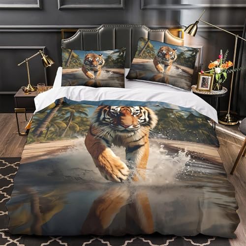 Parure de lit tigre de qualité supérieure en microfibre ultra douce 3D - 2