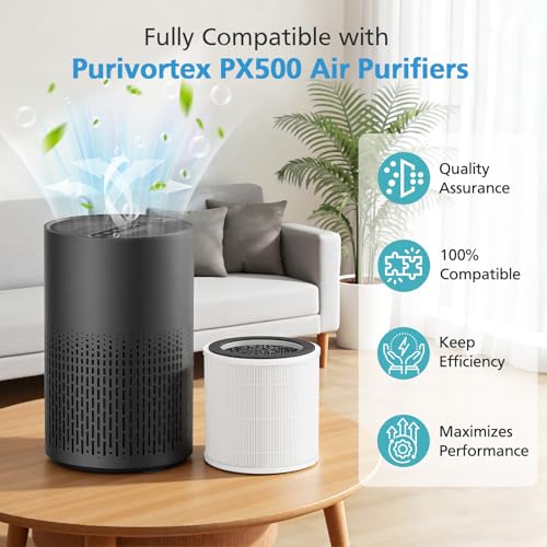 Image of 2-Pack PX500 Air Purifiers Replacement Filter Compatible with Purivortex PX500 Air Purifier, 3-in-1 HEPA Replacement Filter for Home Large Room, White