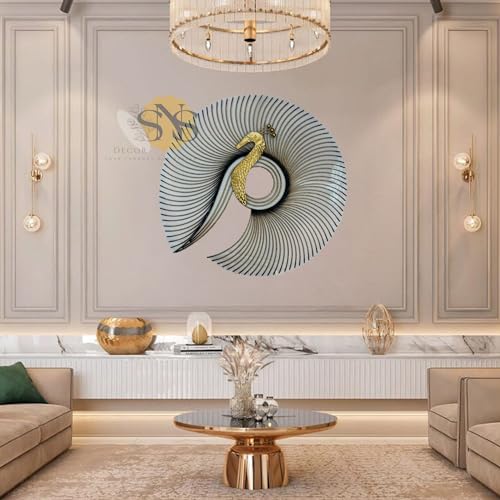 Image of SNS DECOR Metal Peacock Wall Art Decorations | Perfect 3D Wall Sculpture For Living Room, Bedroom, Drawing Room & Office (Big-32x30inch)