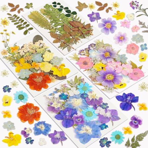 Image of Resiners 100Pcs Dried Flowers, Pressed Flowers for Craft(Retro Style)