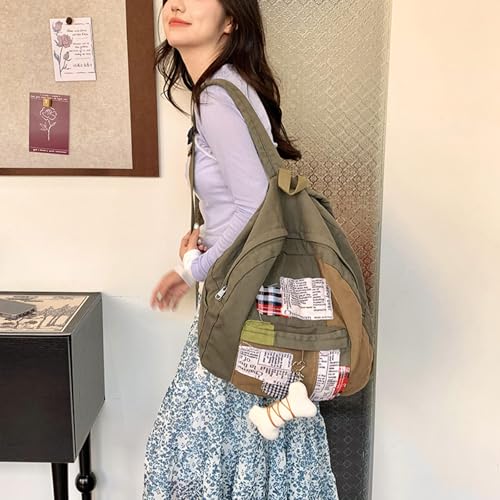 Canvas Backpack Vintage Casual Bookbags Lightweight Laptop Bag Travel Daypacks (Green)3