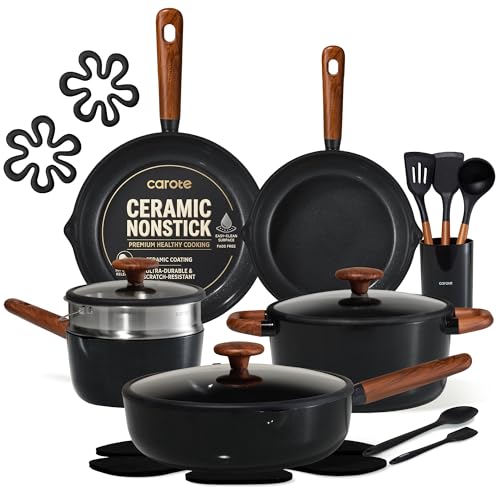 Save 56% on CAROTE 21pcs Nonstick Ceramic Cookware Set