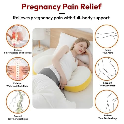 Image of StarAndDaisy Baby Pregnancy Pillow for Women | Maternity Pillow for Pregnancy Sleeping with Cuddle Pillow with Belly Support Adjustable Butterfly Design (Momcare Yellow)