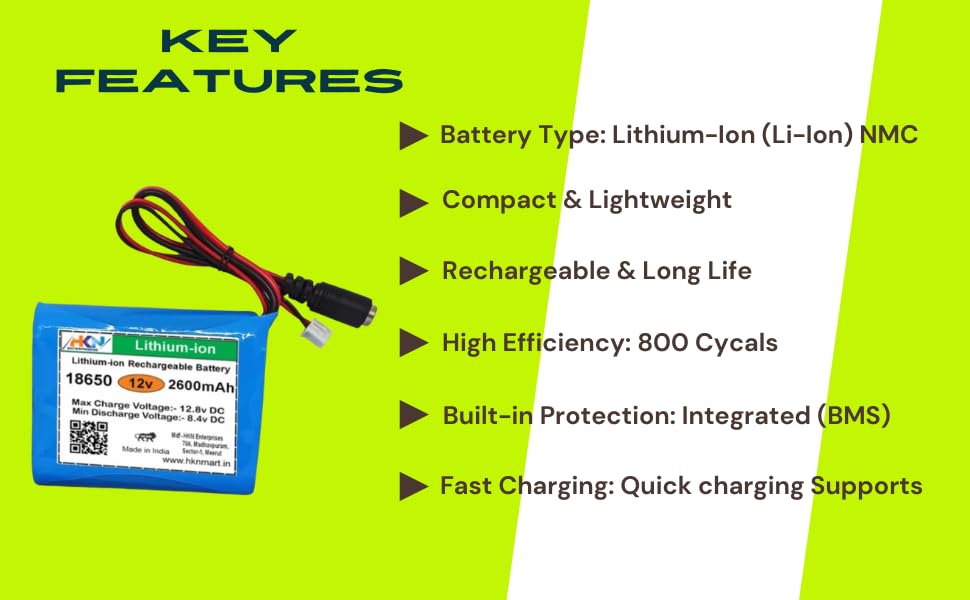 Image of Lithium Battery 12volt 2600 mAh Rechargeable Battery Pack for GPS i Pod P sp /DVD /mp4 CCTV Camera DVR Backup Project Work Industrial Equipment 2600mah Pack
