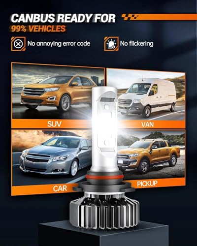 Image of 9007 Bulbs, Light Bulbs with Plug and Play, 90,000LM, Non-polarity, Wider Driving Vision, Light Bulbs, Powersports Bulbs and Assemblies, Pack of 2