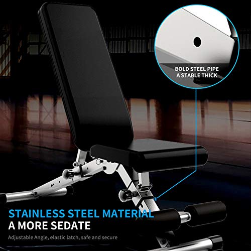 LKJHG Multiuse Adjustable Weight Bench - Utility Exercise Workout Bench for Full Body, Home Gym Strength Training 330 lbs Capacity, Fordable InclineDecline Bench