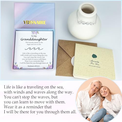 Image of Gifts for Women Christmas Birthday, Silver Wave Bracelets for Woman Mom Wife Grandma Daughter Granddaughter Friend Sister, The Waves of Life We've Through Together Mothers Day Graduation Gift
