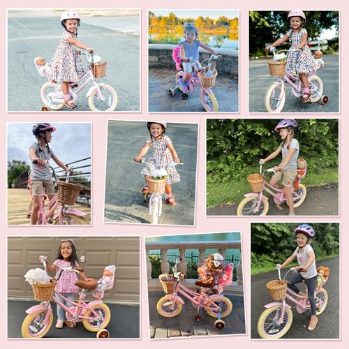 Image of Glaf Girls Bike Bicycle for 2-12 Years Old 12 14 16 20 inch Kids Toddler Bike with Training Wheels and Basket,Doll Seat, Kids Bike Bicycle for Gift