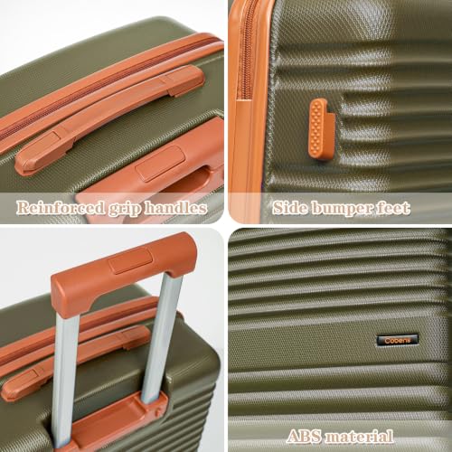 Image of Cobens Luggage Sets 5 Piece, Suitcases with Wheels, 20 inch /24 inch /28 inch,Olive