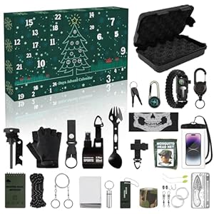 Survival Kit Advent Calendar 2025-24 Days Christmas Countdown Gifts for Men, Outdoor Emergency Survival for Camping, Fishing, Holiday Cool Gadgets for Adventurous Adults