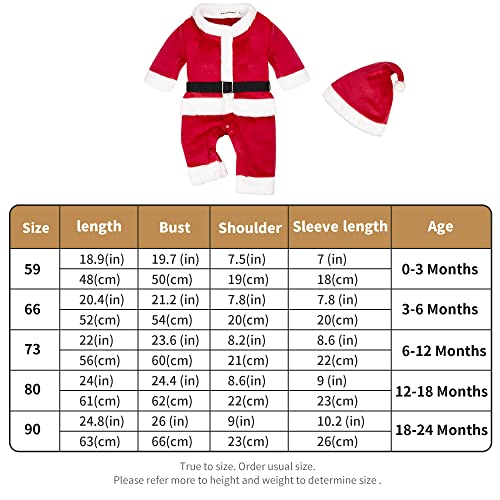Big Elephant Unisex Baby 1 Piece Warm Christmas Long Sleeve Romper Pajama With Hat V01 (18-24 Months, Red) #TOP3