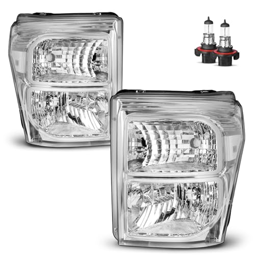 KarSpareHub Headlights W/Bulbs for 2011-2016 Ford F250 F350 F450 F550 Super Duty Headlamp Replacement Driver & Passenger Side