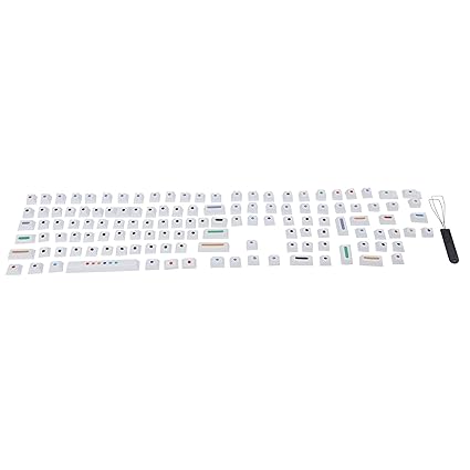 Ketsicart Keycap, Dye Sublimation White (129 Keys) Black (128 Keys) Keycaps Replacement Dot Keycap for 61/64/68/87/96/104/108 for DIY Mechanical Keyboards(White)
