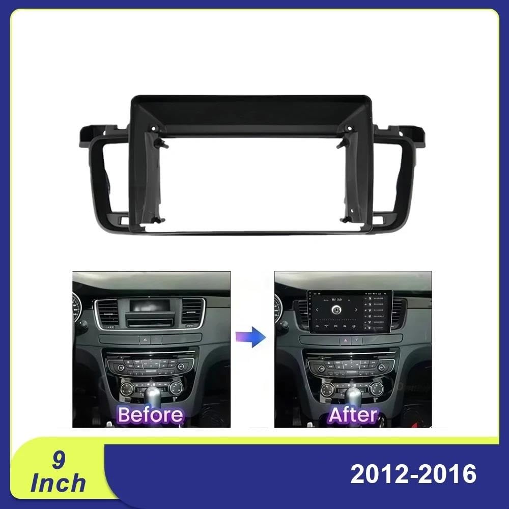Marco de radio de coche Para Peugeot Para 508 2012-2016 9 Pulgadas Android Coche Estéreo Fascia Marco Panel De Tablero Arnés De Cableado Canbus Decodificador