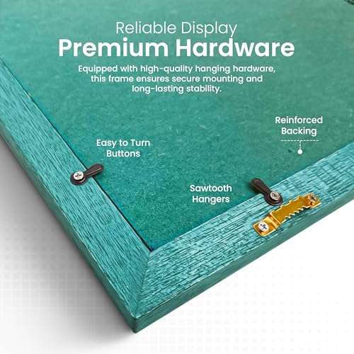 Image of Handcrafted Blue Wooden Rectangular Photo Frame, A4 (21 x 29.7 cm) Display for Artworks, Pictures and Photos of Your Loved Ones, Best for Home, Office, and Wall Decoration (Blue Wave)