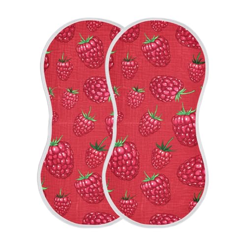 J JOYSAY Raspberry Red Baby Burp Cloths for Boys Girls Large 22''x11'' Cotton 4 Layer Milk Spit Up Rags for Drool Babies one sizex2