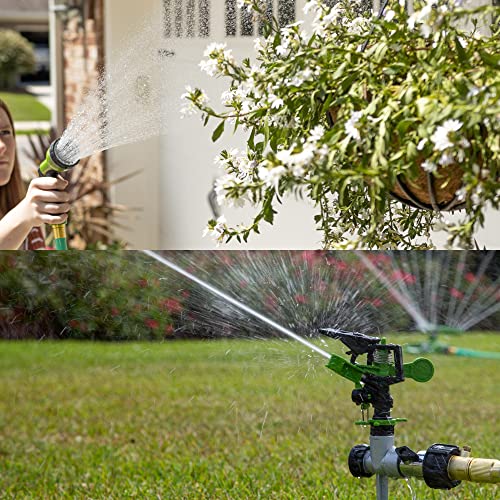 Ames (3) Piece Sprinkler & Sprayer Set With (1) Pulsating Spike Style, (1) 3 Arm Rotating Sprinkler And (1) 7-Pattern Spray Nozzle For Lawn, Garden Or Yard, Watering, Adjustable, Easy Hose Connections #TOP5