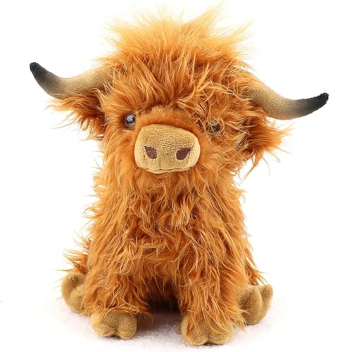 GVMJHYK Highland Cow Soft Plüsch,Hochlandkuh Plüschtier,Schottische Hochlandkuh Kuscheltier Plüschtiere,Realistische Kuscheltier Kuh Toy,für Party Geburtstag Weihnachten Geschenke