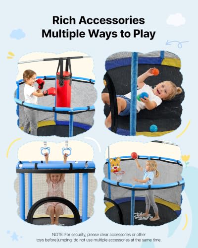 Image of VEVOR 3 /4.6 /5 FT Trampoline Indoor /Outdoor Trampoline for Toddlers, Foldable Mini Baby Jump Toy with Foam Handle, Recreational Trampolines Birthday Gift for 3+ Years Kids