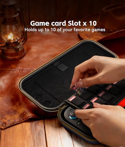 Image of Landcase Carrying Case for Nintendo Switch & Switch Oled, Hard Shell Travel Case with 10 Game Card Slots, Odorless Felt Protective Storage Bag, Slim Portable Shockproof Cover for Switch & Switch Oled