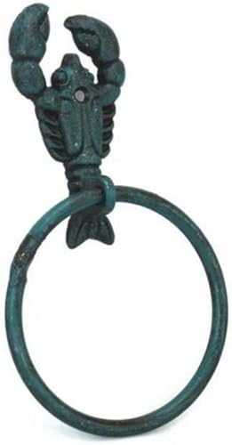 Miniatura 193 de Toallero de hierro fundido de plata antigua de 8.5 pulgadas - Decoración de conchas marinas - Decoración del hogar del mar Plata,Hierro fundido,Azul