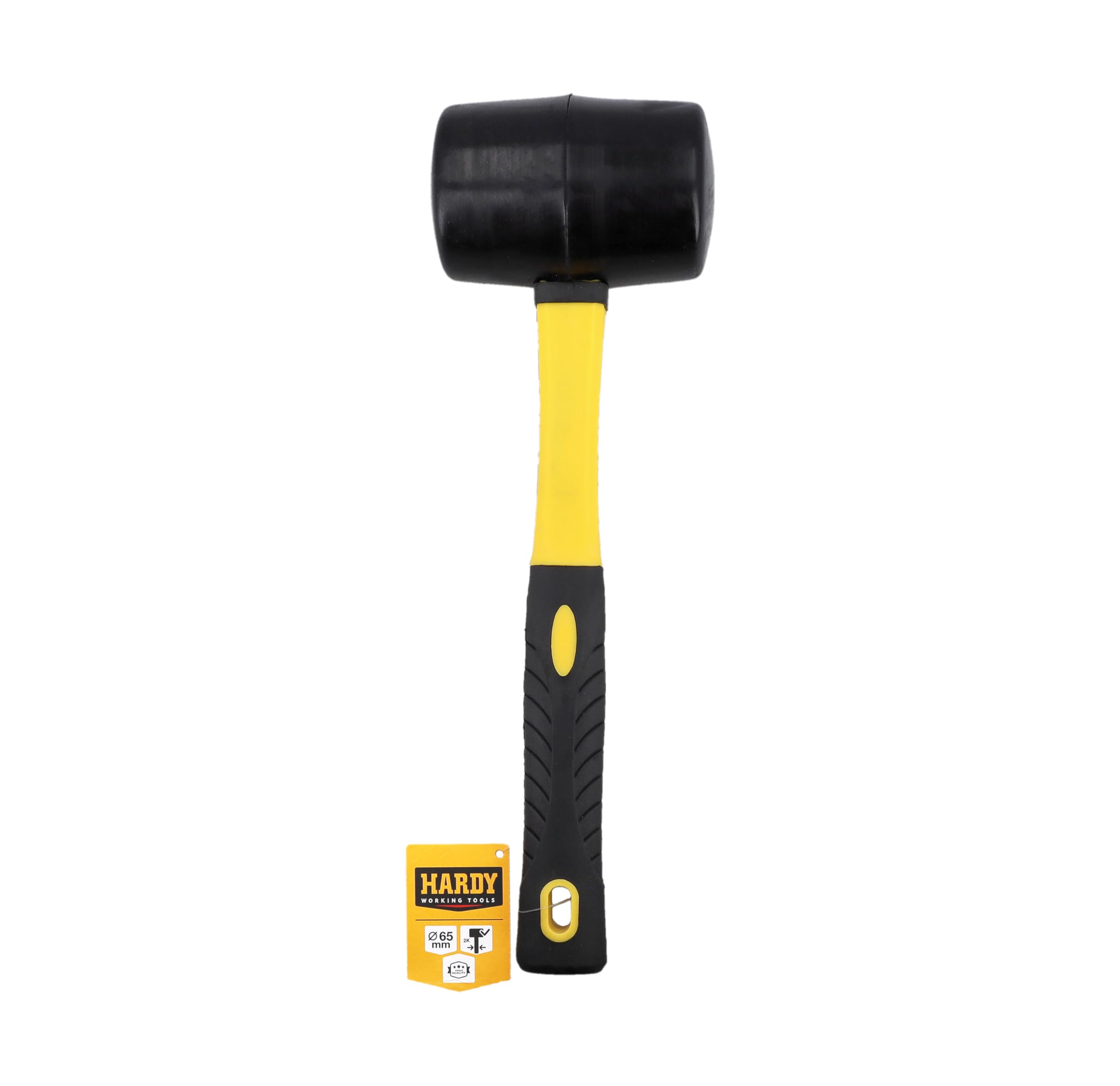 Hardy Working Tools – Mazo de Goma Negro Ø 65 mm – Martillo Mediano para Alicatador, Chapista y Albañil con Mango Bi-Material 2K, Ideal para Baldosas, Pavimento y Trabajos de Acabado