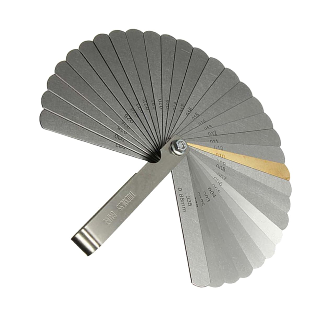 32pcs Thickness Gauge Brass Filler Feeler Gauge Metric Decimal Dual Marked Curb for Guitars Engines