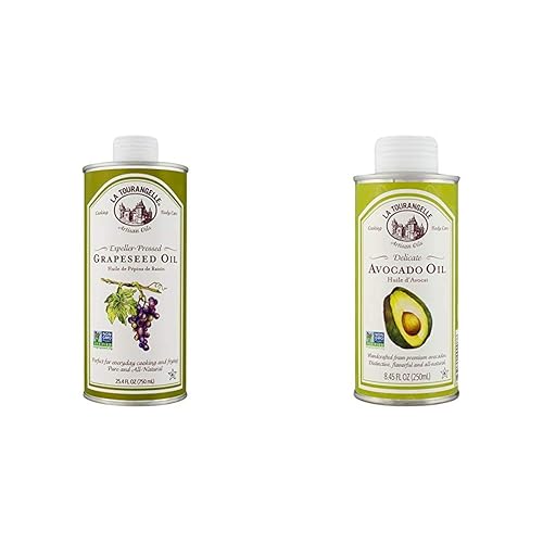 La Tourangelle Aceite de semilla de uva, 25.4 onzas líquidas, todo natural, artesanal, ideal para cocinar y aceite de aguacate 8.45 onzas líquidas,