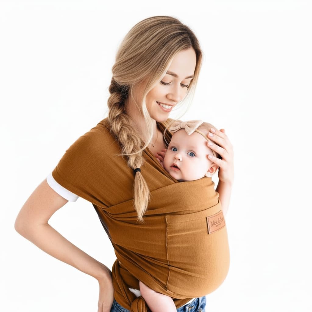 Baby Wrap Carrier - Premium Cotton Baby Carrier Wrap for Newborn to Toddler- Infant Carrier- Baby Holder One Size Fits All with Front Pocket by Max&so