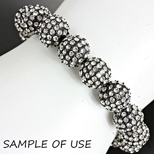 RUBYCA Pave Czech Crystal Round Disco Ball Clay Beads fit Shamballa Jewelry (50pcs, 12mm, Black), Black Clear Crystal - Image 2