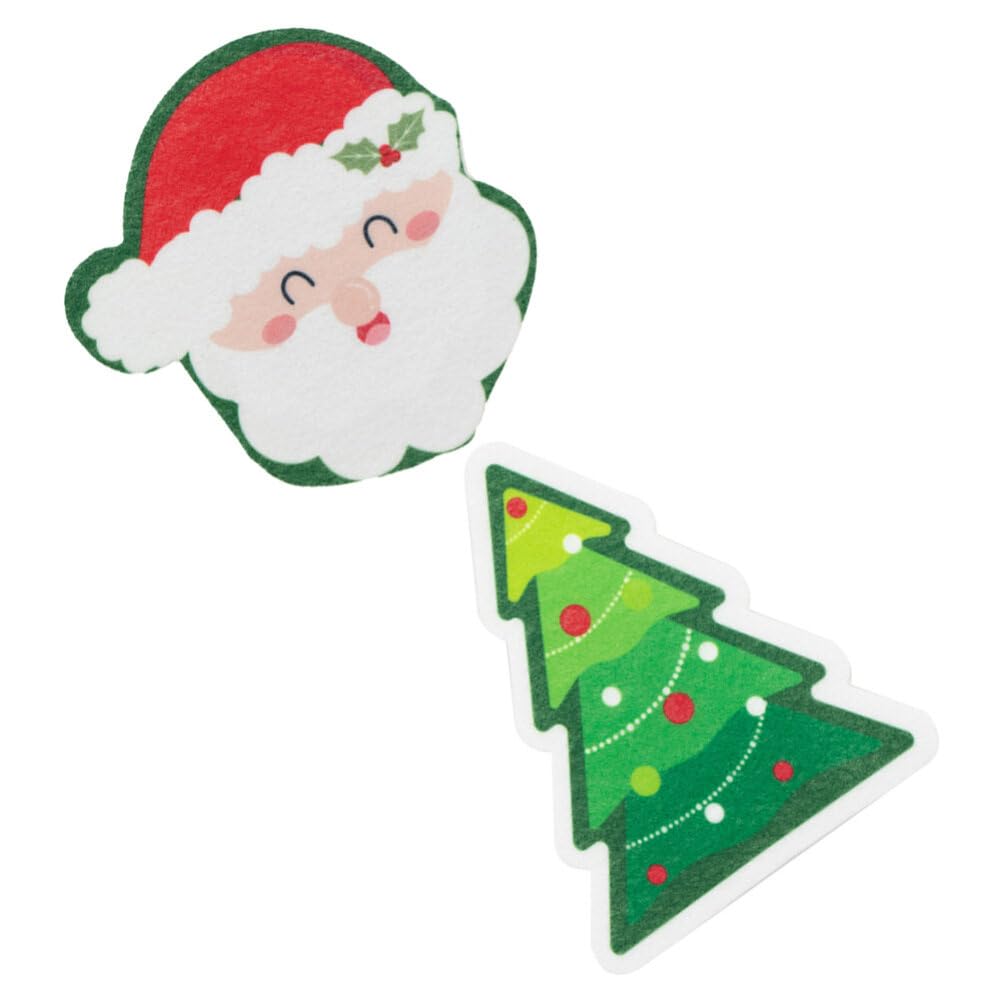 PRETYZOOM Christmas Sponges Cartoon Christmas Kitchen Sponges Reusable, 2pcs Xmas Tree Sabta Claus Dish Sponge for Washing Dishes Heavy Duty Scrub Sponge Double-Side Dishtowels