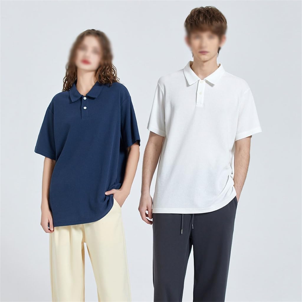 Men's Lapel Short Sleeved Non Deformable Loose Short Sleeved Men's T-Shirt