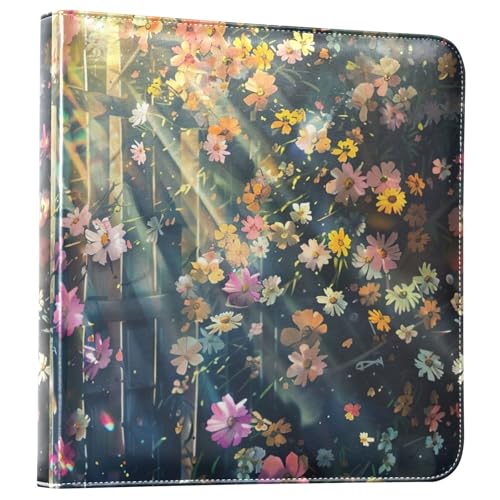 Álbum de fotos autoadhesivo DIY Scrapbook FLildon con diseño floral, cubierta de cuero PU, 3 anillos, 40 páginas, tamaño 11.8 x 11.2 pulgadas miniatura 1