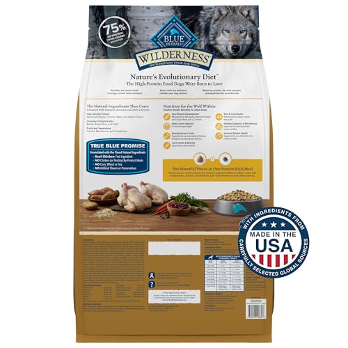 Image of Blue Buffalo Wilderness with Chicken High Protein Healthy Weight Dry Dog Food for Adult Dogs, 30% Protein, Supports Immunity with Antioxidant-Rich LifeSource Bits, 4.5 lbs.