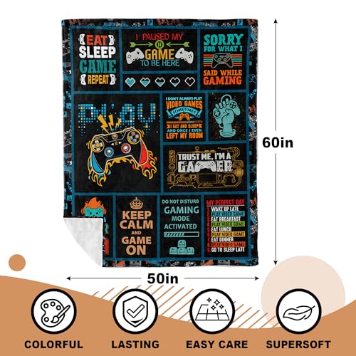 Gamer Gifts for Boys/Men/Girls/Women- Funny Gaming Blanket 50" x 60" - Image 4
