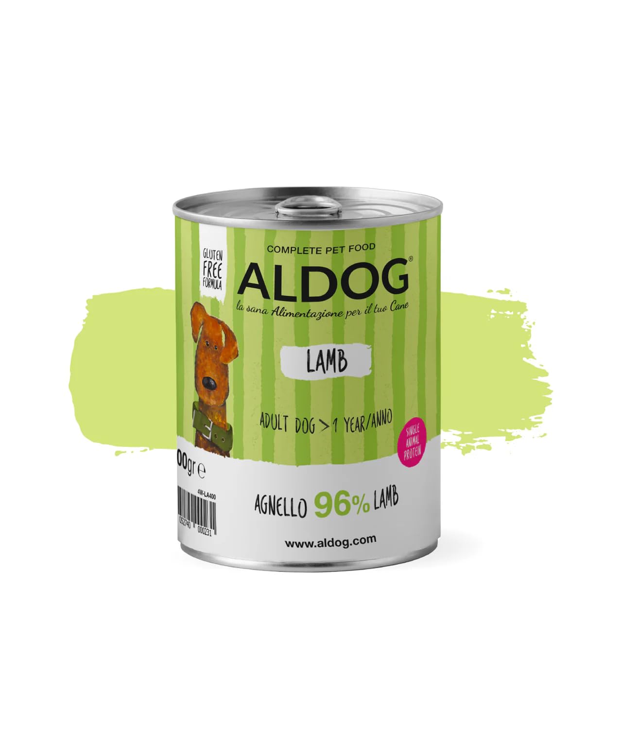 Perro Aldog Latas húmedas para perros, alimento para perros adultos de todas las tallas y razas, N. PATE ALDOG LAMB sabor cordero, 6 latas de 400 g, 6 x 400 g
