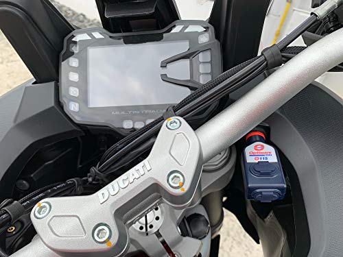 OptiMate TecMate USB O-115,3300 mA witterungsbeständiges DUAL USB-Ladegerät mit Zwei Ausgängen, mit Motorrad-Stecker (passend für BWM Triumph, Ducati Multistrada,...)