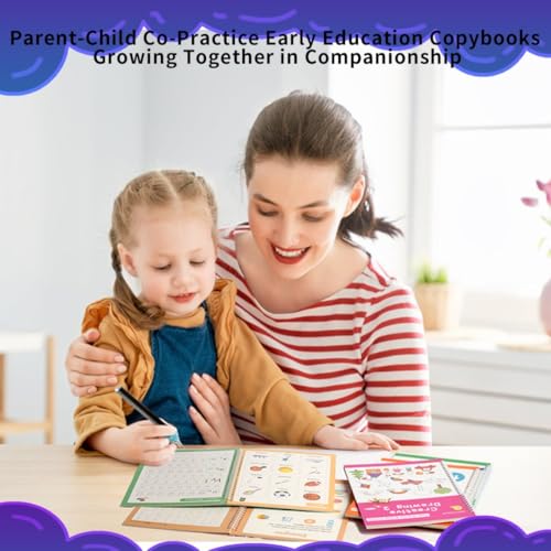 Magic Grooved Writing Practice Books for Kids with Disappearing Ink Pens Grips, Reusable Handwriting Workbooks 6 Pcs Writing Practice Books, Letter Tracing Copybook for Kindergarten Ages 3-8